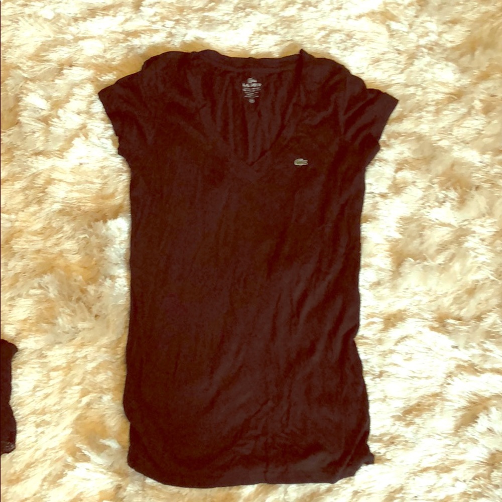 black Lacoste v neck tee